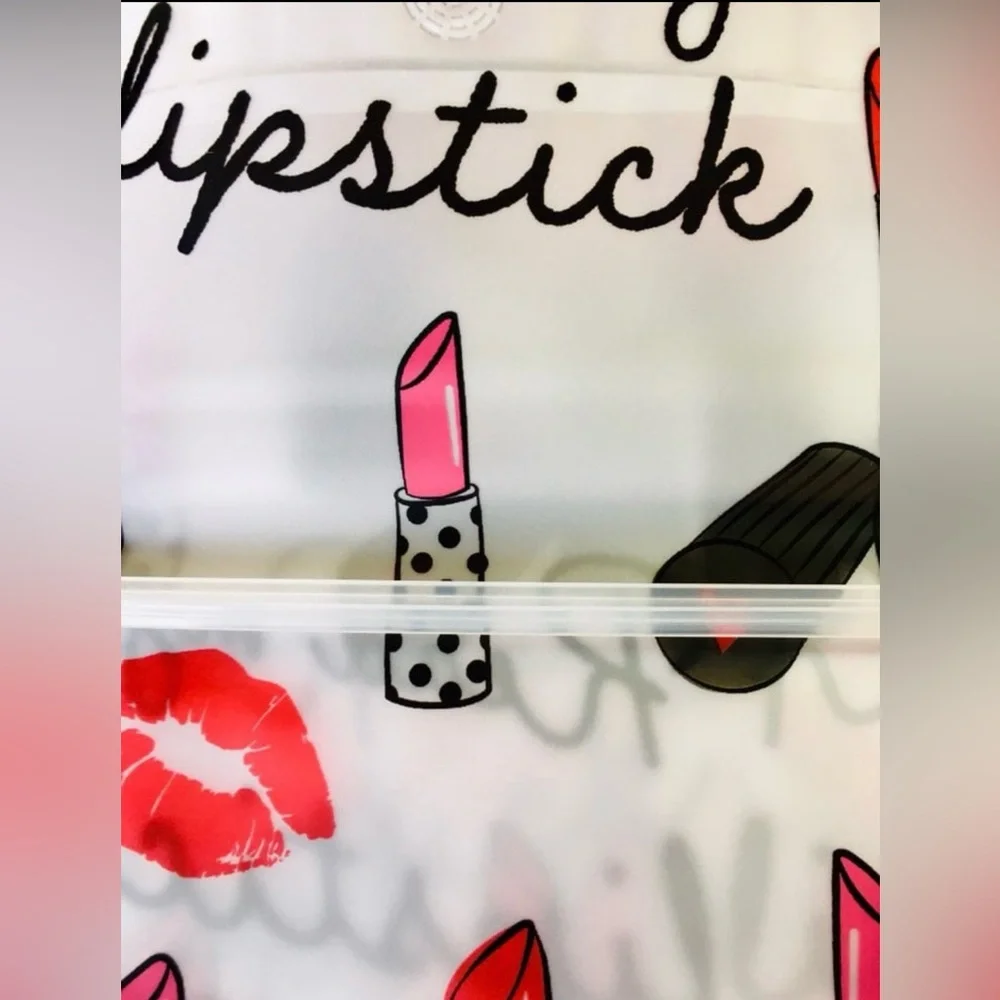 Read My Lipstick Peva Shower Curtain Lips Red Black Pink
